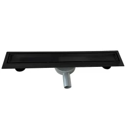 Caniveau de douche 2en1 VINY L.100 cm, réversible à carreler ou inox noir + siphon 360, drainage 36l/min - SANIVERRE