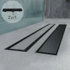 Caniveau de douche 2en1 VINY L.80 cm, réversible à carreler ou inox noir + siphon 360, drainage 36l/min - SANIVERRE
