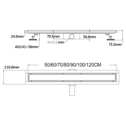 Caniveau de douche 2en1 VINY L.50 cm, réversible à carreler ou inox noir + siphon 360, drainage 36l/min - SANIVERRE