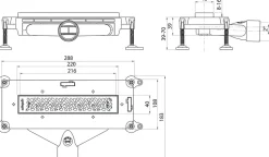 Caniveau de douche extraplat Wirquin So Line L.220 D40 - 288 mm