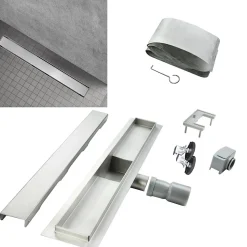 Caniveau de douche Italienne DALA inox L.70 cm anti-odeurs + filtre, drainage performant -SANIVERRE