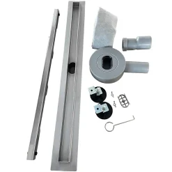 Caniveau de douche italienne étroit TIKA L.70 cm acier inoxydable avec siphon 360, drainage 36l/min SANIVERRE