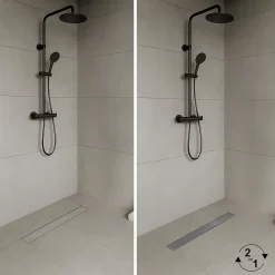 Caniveau de douche Italienne 2en1 CELO L.110 cm à encastrer réversible à carreler ou inox - SANIVERRE