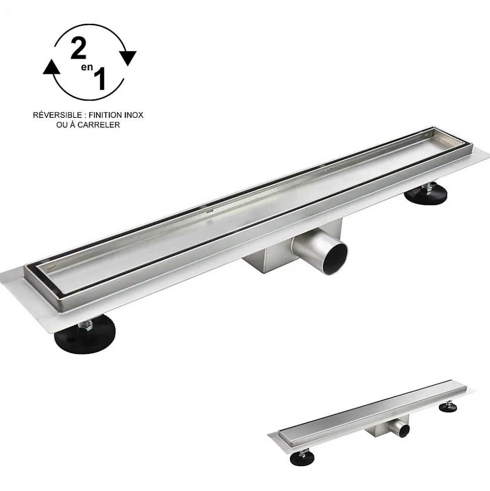 Caniveau de douche Italienne 2en1 CELO L.110 cm à encastrer réversible à carreler ou inox - SANIVERRE