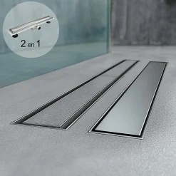 Caniveau de douche Italienne 2en1 CELO L.80 cm à encastrer réversible à carreler ou inox - SANIVERRE