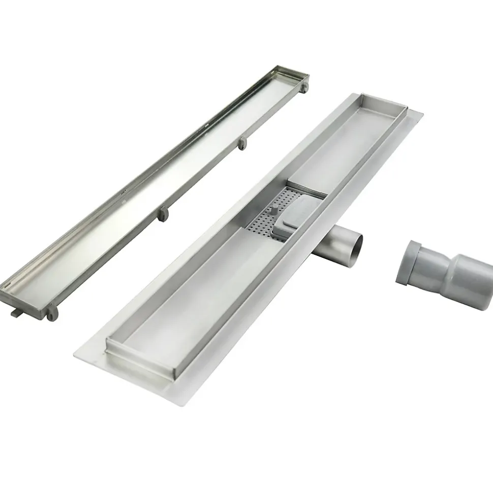 Caniveau de douche Italienne 2en1 CELO L.80 cm à encastrer réversible à carreler ou inox - SANIVERRE