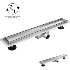 Caniveau de douche Italienne 2en1 CELO L.80 cm à encastrer réversible à carreler ou inox - SANIVERRE