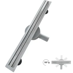 Caniveau de douche italienne étroit TIKA L.90 cm acier inoxydable avec siphon 360, drainage 36l/min SANIVERRE