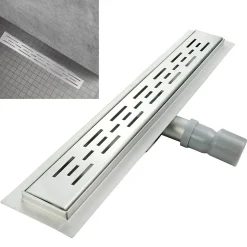 Caniveau de douche L.120 cm JAZY design linéaire, inox, anti-odeurs, drainage élevé - SANIVERRE