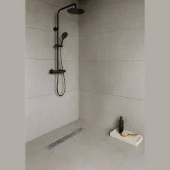 Caniveau de douche L.60 cm JAZY design linéaire, inox, anti-odeurs, drainage élevé - SANIVERRE