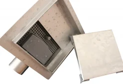 Caniveau de douche T02 en acier inoxydable pour douche - drain de douche inclus - 15x15x6,7cm (HxLxP)