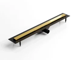 Caniveau Ilcom LIN pour drain de douche en acier inoxydable Or satiné - 70cm x13cmx5cm