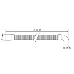 Canne de vidange pour machine à laver 2m avec sortie horizontale Somatherm