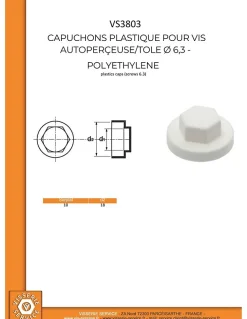 Capuchon plastique Vis Diamètre 6.3 Surplat 10 RAL7022 gris tarre d'ombre - 250 pièces