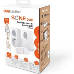 Carillons - SCS SENTINEL - SONE DUO - Sans fil et sans pile - Lot de 2 - Portée 150+50 metres - Auto-alimenté
