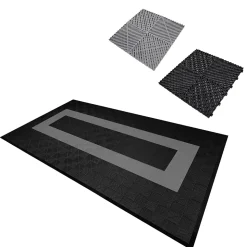 Carrelage de Sol Ventilé Pour Garage Avec Bordure (90 x Noir & 30 Gris)