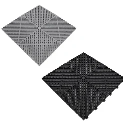 Carrelage de Sol Ventilé Pour Garage Avec Bordure (90 x Noir & 30 Gris)