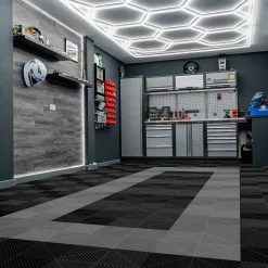 Carrelage de Sol Ventilé Pour Garage Avec Bordure (90 x Noir & 30 Gris)