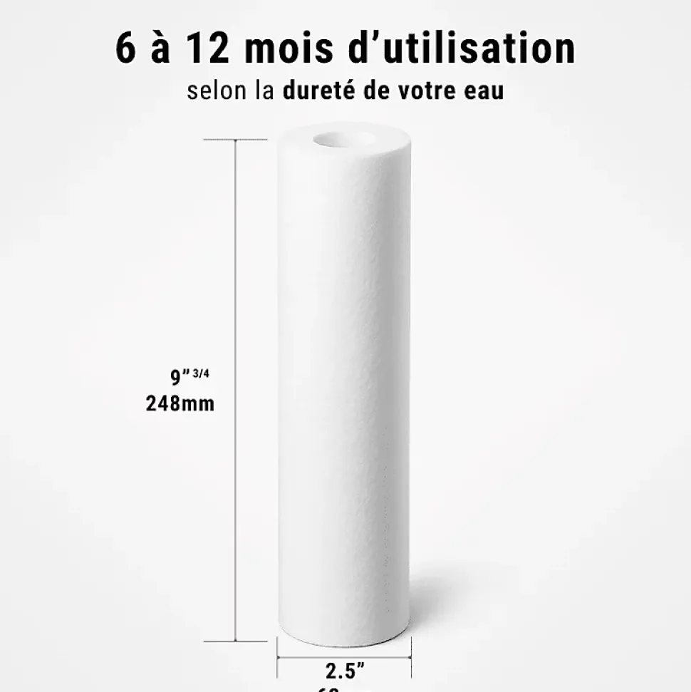 Cartouches anti-sédiments 9' 3/4 lot de 6 filtre à eau sous évier - 50 µm