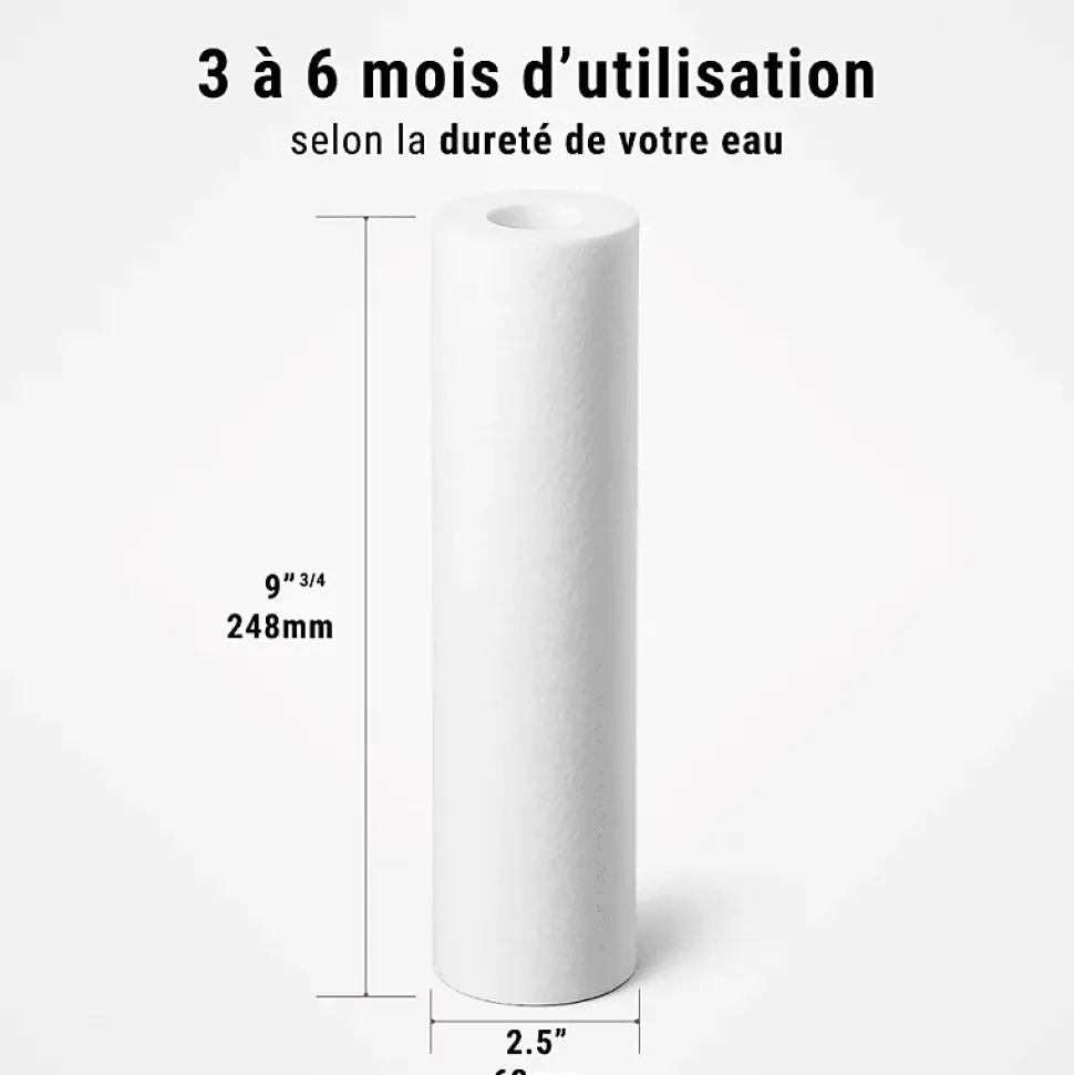Cartouches anti-sédiments 9' 3/4 lot de 5 filtre à eau sous évier - 20 µm