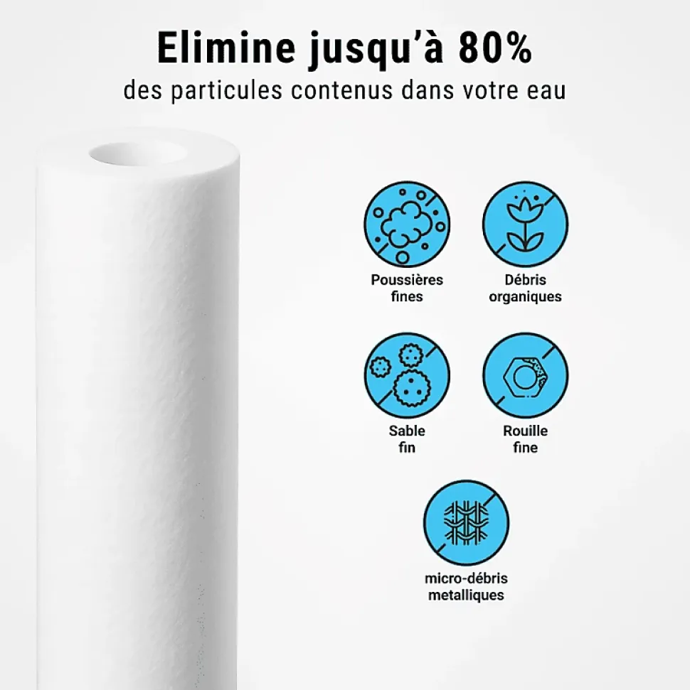 Cartouches anti-sédiments 9' 3/4 lot de 5 filtre à eau sous évier - 20 µm