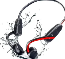 Casque à Conduction osseuse luetooth étanche rouge noir