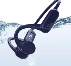 Casque à conduction osseuse IP68 étanche Bluetooth 5.0 bleu