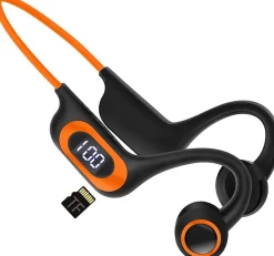 Casque Bluetooth à Conduction osseuse sans Fil avec Microphone orange noir