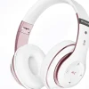 Casque Bluetooth sans Fil 40 Heures avec Microphone HD Intégré rose blanc
