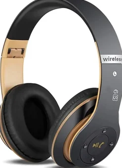 Casque Bluetooth sans Fil, stéréo Pliables Hi-FI Écouteurs avec Microphone intégré Micro SD/TF FM or noir