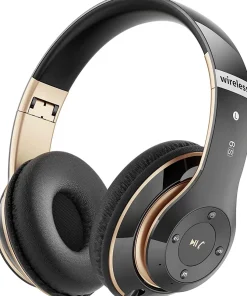 Casque Bluetooth sans Fil 40 Heures avec Microphone HD Intégré or noir