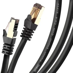 CAT8 BK 1m Câble Ethernet SFTP 2000MHz Transmission de données 40Gb Réseau LAN Internet Connecteurs en or RJ45 Duronic