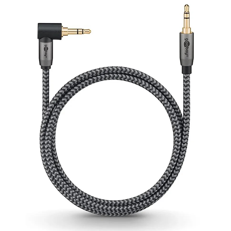 Câble audio jack 3.5 coudé gold 5 mètres GOOBAY
