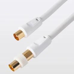 Câble coaxial Blyss blanc 17 VATC plaqué or M/F + adaptateur M/M L.1,5 m