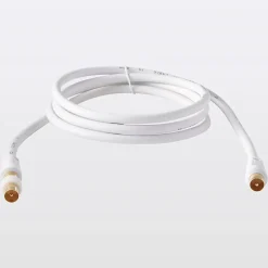 Câble coaxial Blyss blanc 17 VATC plaqué or M/F + adaptateur M/M L.1,5 m