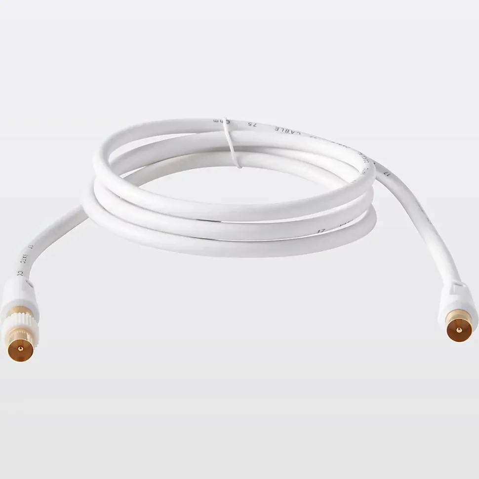 Câble coaxial Blyss blanc 17 VATC plaqué or M/F + adaptateur M/M L.1,5 m