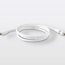 Câble coaxial Blyss blanc 19 VATC nickelé M/F + adaptateur M/M L.1,5 m