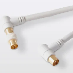 Câble coaxial Mâle / Femelle + adaptateur Mâle / Mâle coudé blanc Blyss Or, 3 m