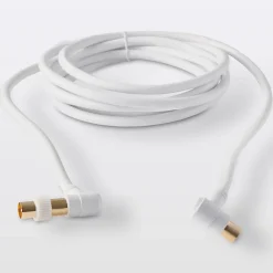 Câble coaxial Mâle / Femelle + adaptateur Mâle / Mâle coudé blanc Blyss Or, 3 m