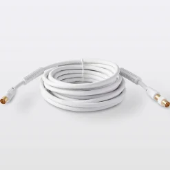 Câble coaxial Mâle / Femelle + adaptateur Mâle / Mâle blanc Blyss Or, 5 m