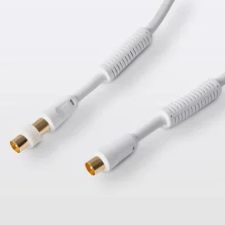 Câble coaxial Mâle / Femelle + adaptateur Mâle / Mâle blanc Blyss Or, 5 m