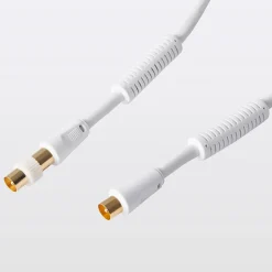 Câble coaxial Mâle / Femelle + adaptateur Mâle / Mâle blanc Blyss Or, 10 m