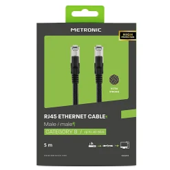 Câble Ethernet RJ45 CAT 8 mâle/mâle tressé - S/FTP 5 m - Metronic 395631