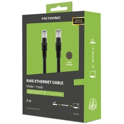 Câble Ethernet RJ45 CAT 8 mâle/mâle tressé - S/FTP 5 m - Metronic 395631