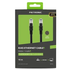 Câble Ethernet RJ45 CAT 8 mâle/mâle tressé - S/FTP 10 m - Metronic 395631