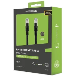 Câble Ethernet RJ45 CAT 8 mâle/mâle tressé - S/FTP 10 m - Metronic 395631