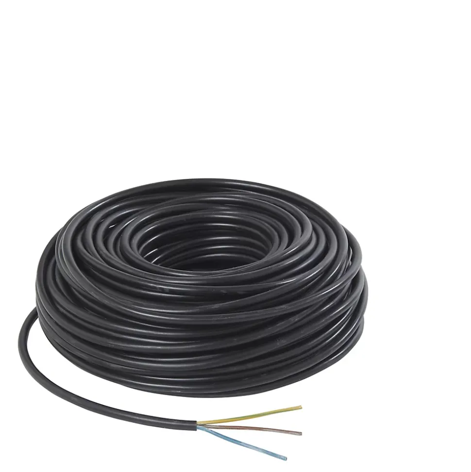 Câble électrique flexible H05VVF 3x1,5 mm² Noir - 50 m