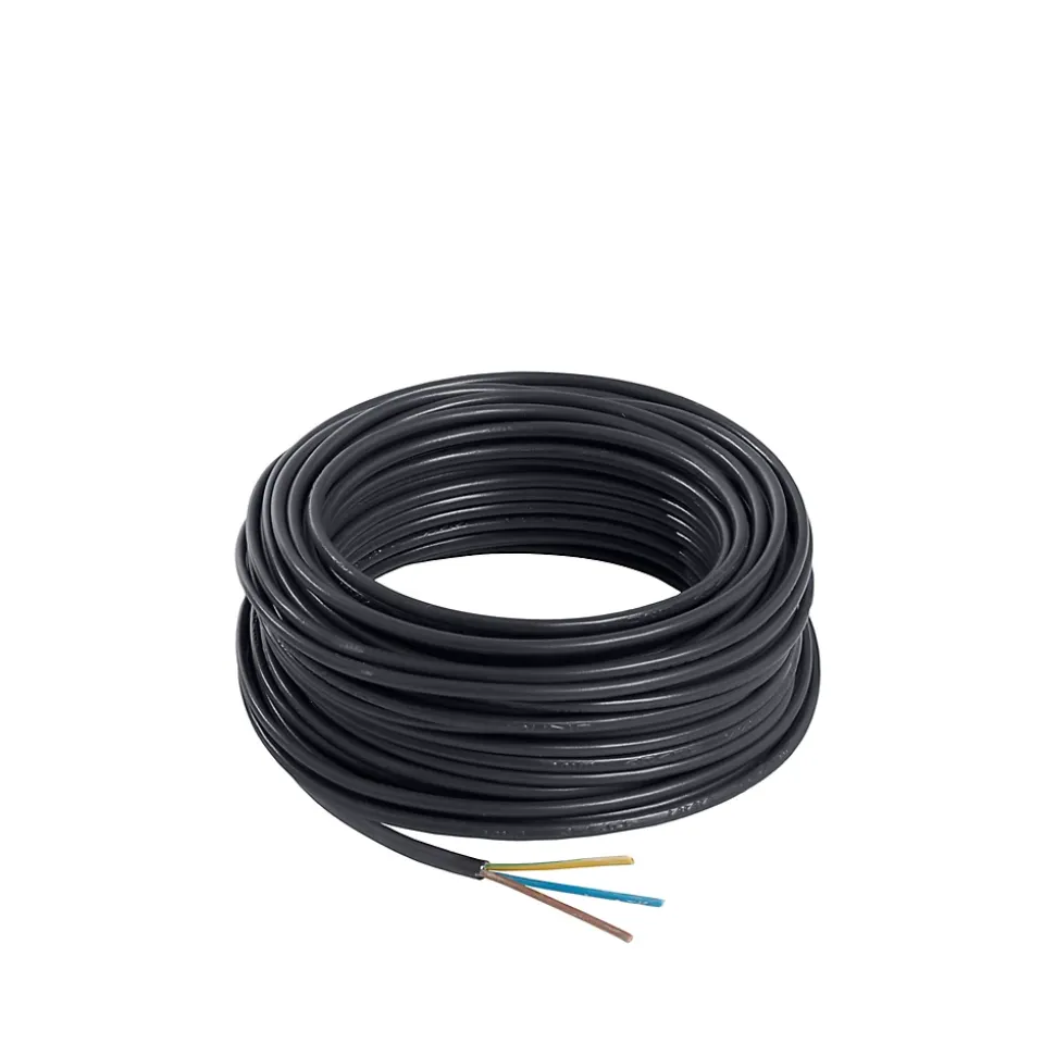 Câble électrique flexible H05VVF 3x1,5 mm² Noir - 25 m