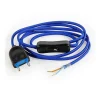 Câble Électrique Plat Bleu ItalienPrémonté avec Fiche et InterrupteurPrêt à Installer