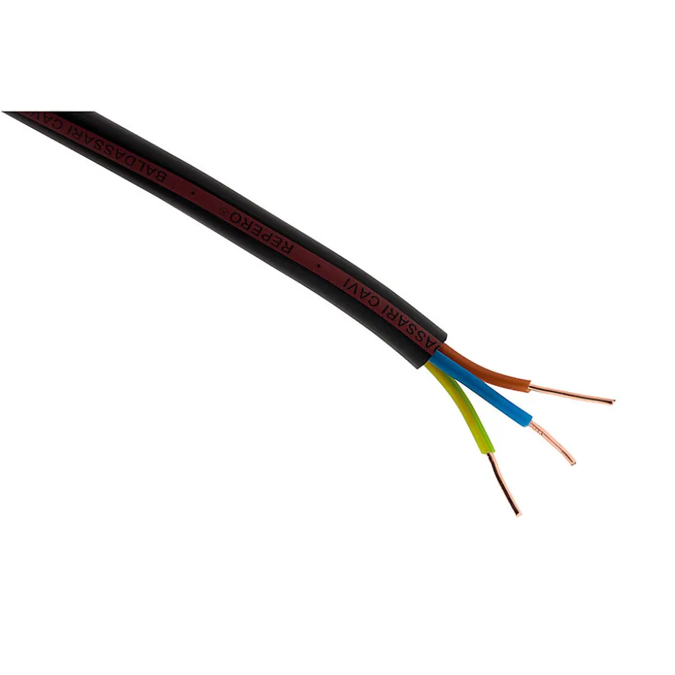 Câble électrique U1000 R2V 3G1,5mm² noir 5m Zenitech